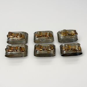 Vtg Lot 6 Regal Quality Silver Plate Napkin Rings Holders Gold Plated Bows